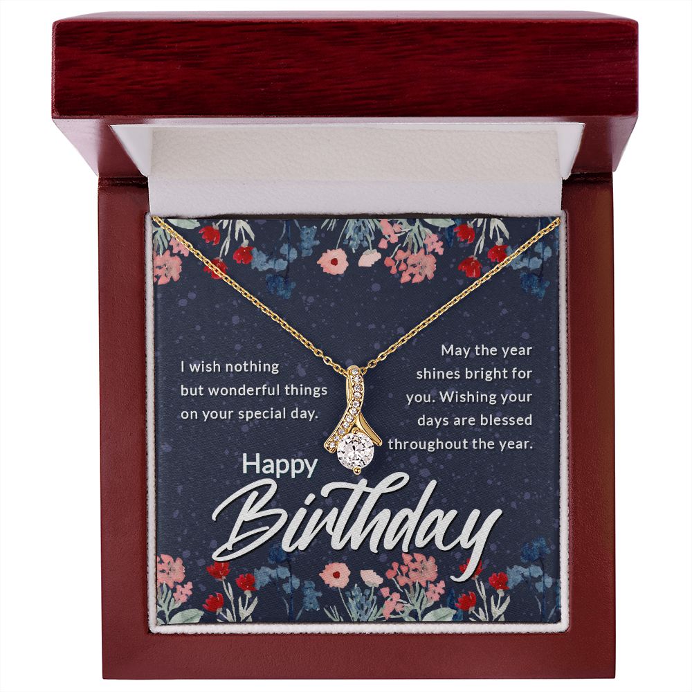 Happy Birthday Message Card Alluring Ribbon Necklace-Express Your Love Gifts