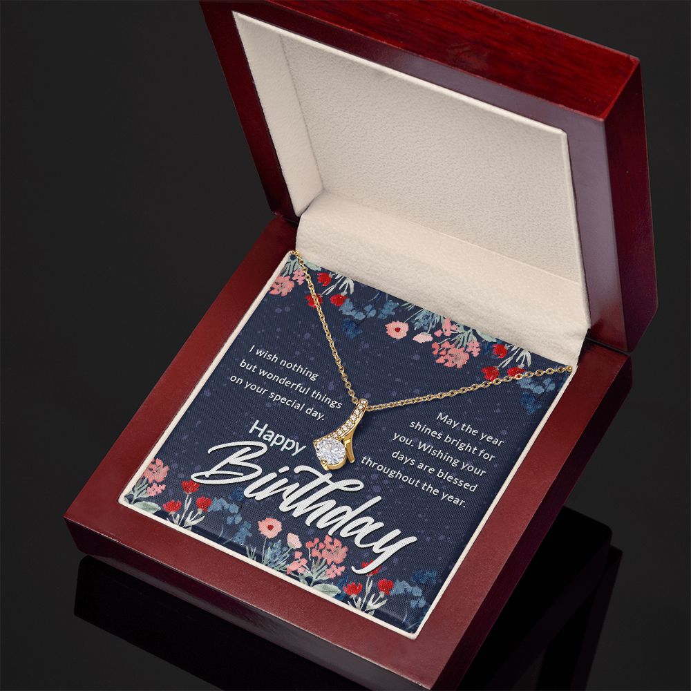 Happy Birthday Message Card Alluring Ribbon Necklace-Express Your Love Gifts