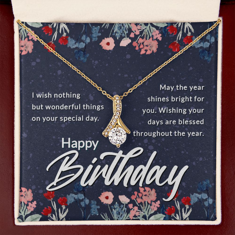 Happy Birthday Message Card Alluring Ribbon Necklace-Express Your Love Gifts
