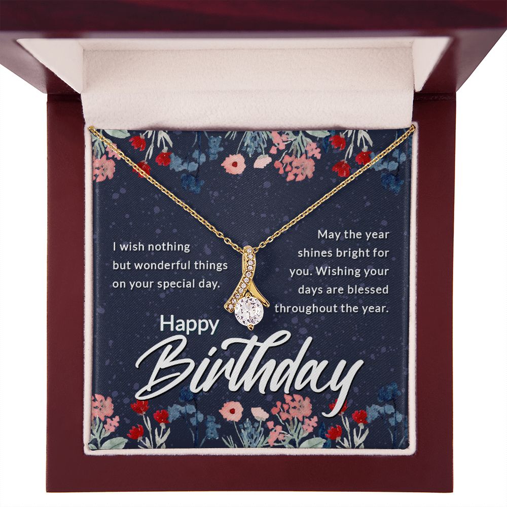 Happy Birthday Message Card Alluring Ribbon Necklace-Express Your Love Gifts