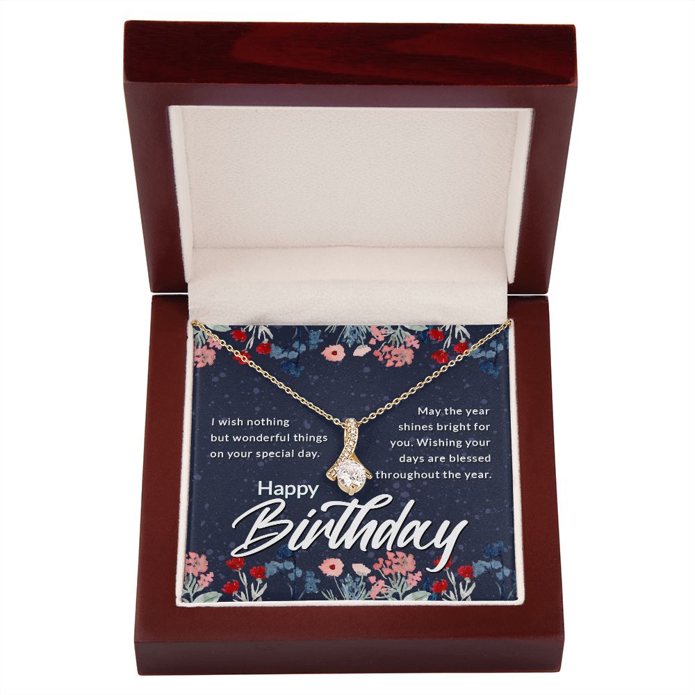 Happy Birthday Message Card Alluring Ribbon Necklace-Express Your Love Gifts