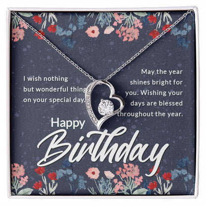 Happy Birthday Message Card Forever Necklace w Message Card-Express Your Love Gifts
