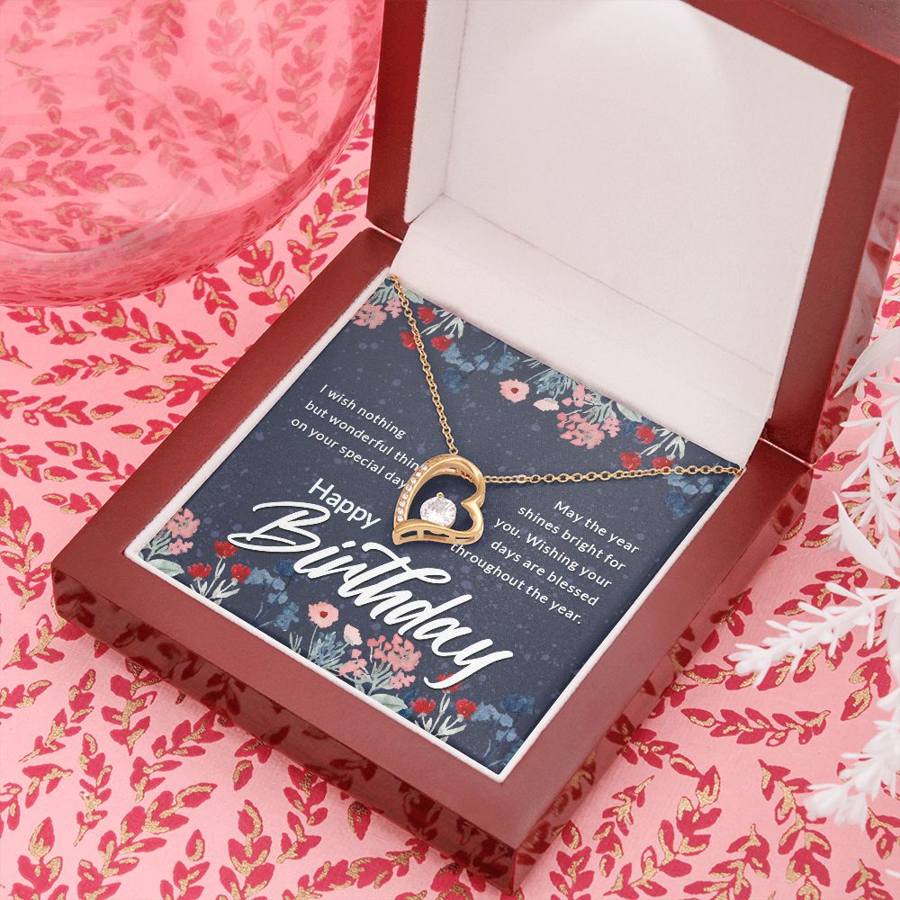 Happy Birthday Message Card Forever Necklace w Message Card-Express Your Love Gifts