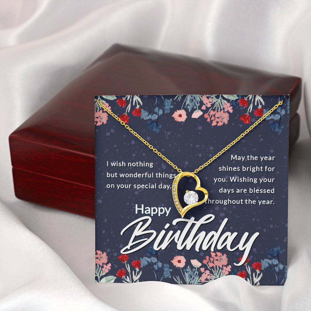 Happy Birthday Message Card Forever Necklace w Message Card-Express Your Love Gifts
