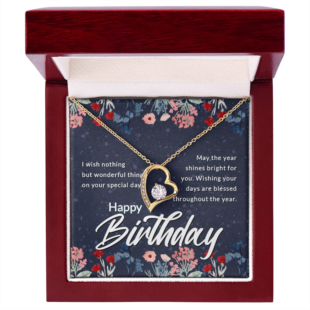 Happy Birthday Message Card Forever Necklace w Message Card-Express Your Love Gifts
