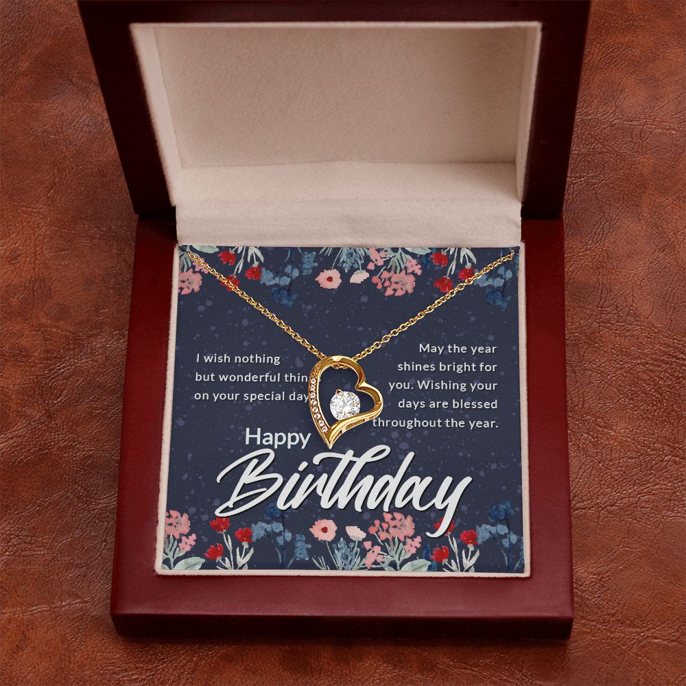 Happy Birthday Message Card Forever Necklace w Message Card-Express Your Love Gifts