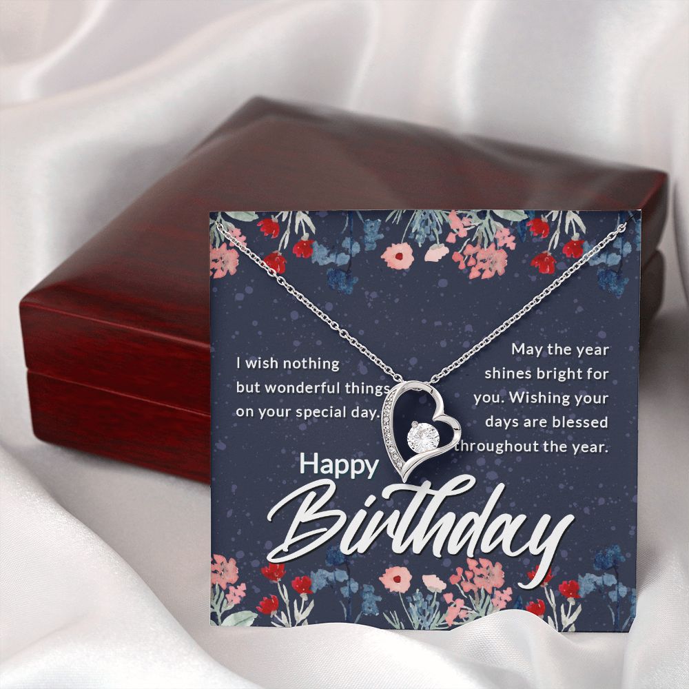 Happy Birthday Message Card Forever Necklace w Message Card-Express Your Love Gifts