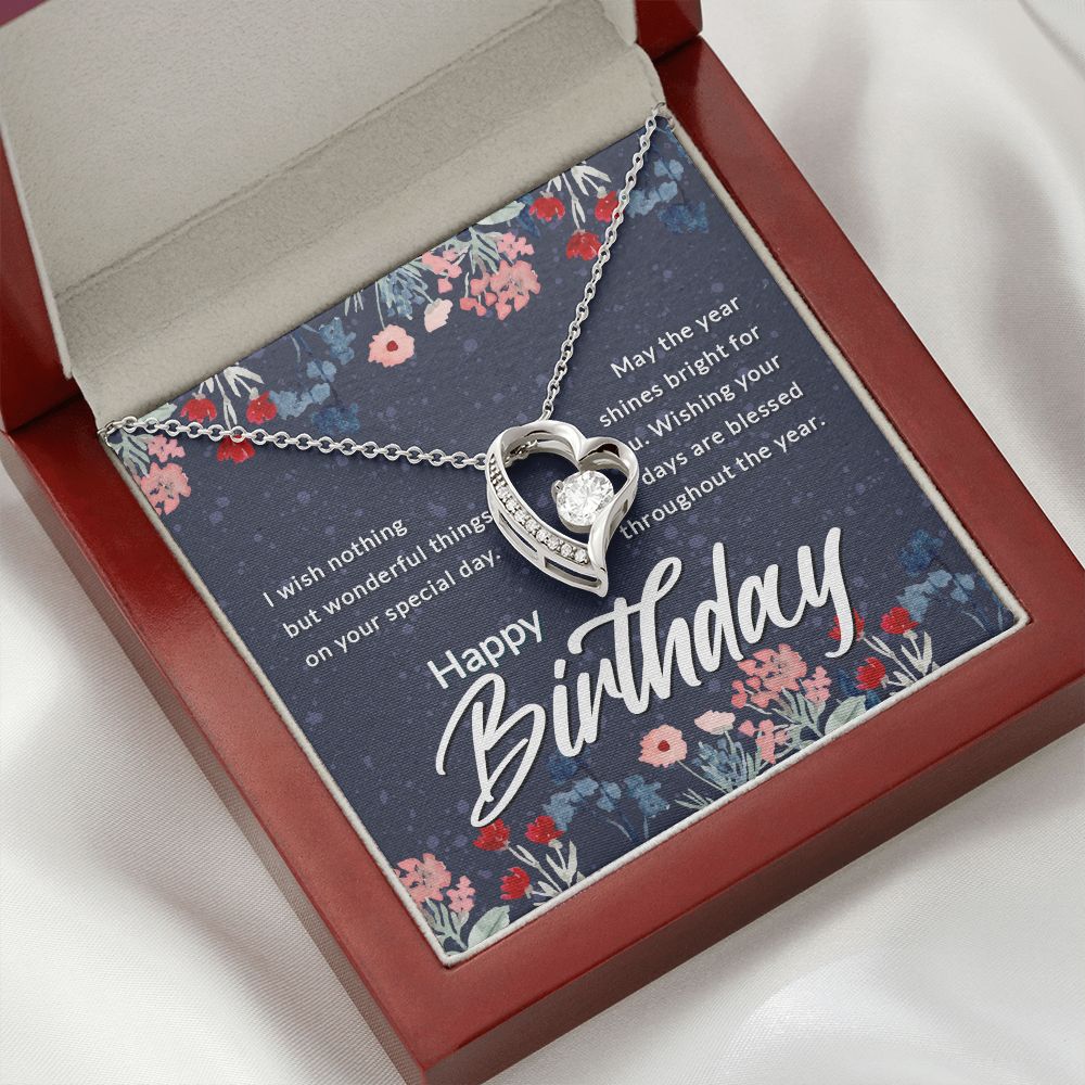 Happy Birthday Message Card Forever Necklace w Message Card-Express Your Love Gifts