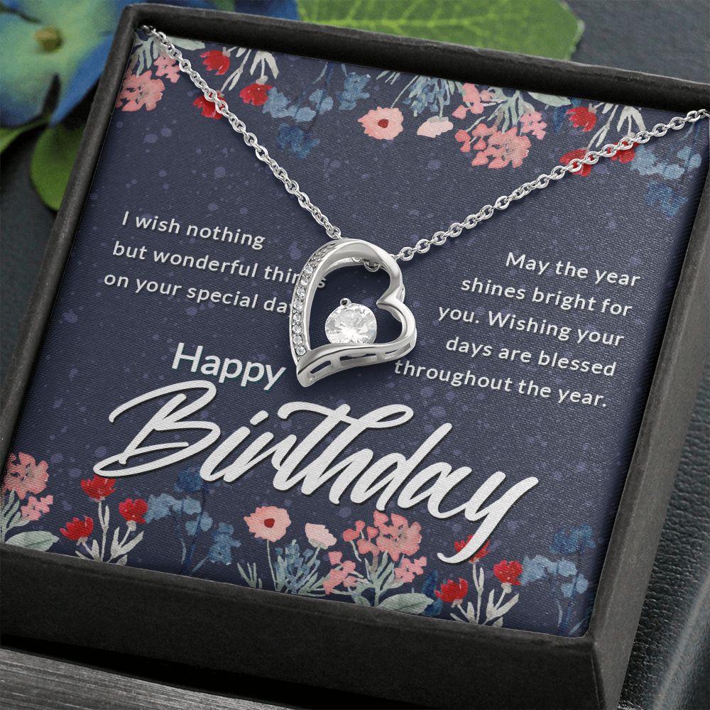 Happy Birthday Message Card Forever Necklace w Message Card-Express Your Love Gifts