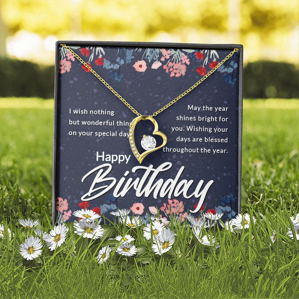 Happy Birthday Message Card Forever Necklace w Message Card-Express Your Love Gifts