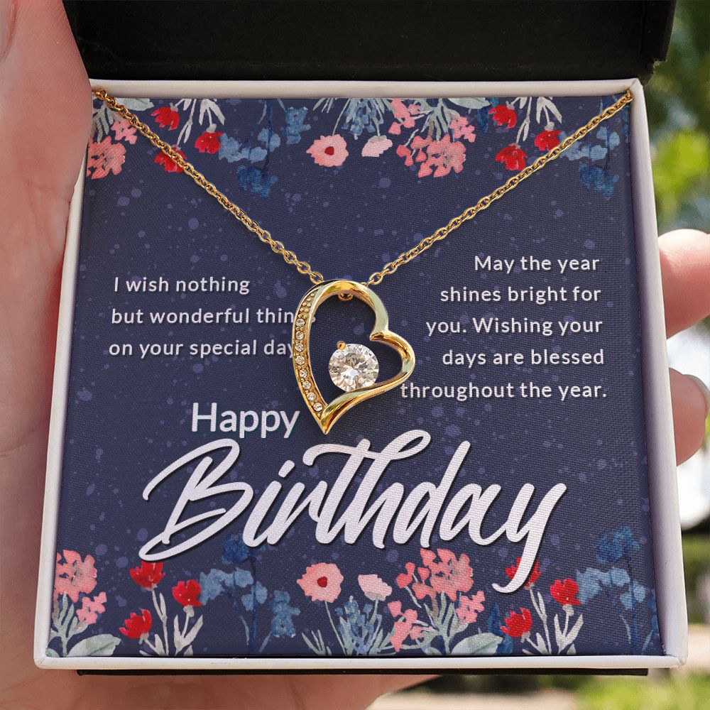 Happy Birthday Message Card Forever Necklace w Message Card-Express Your Love Gifts