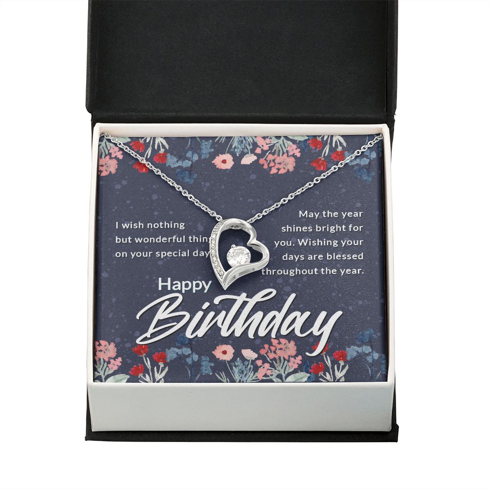 Happy Birthday Message Card Forever Necklace w Message Card-Express Your Love Gifts