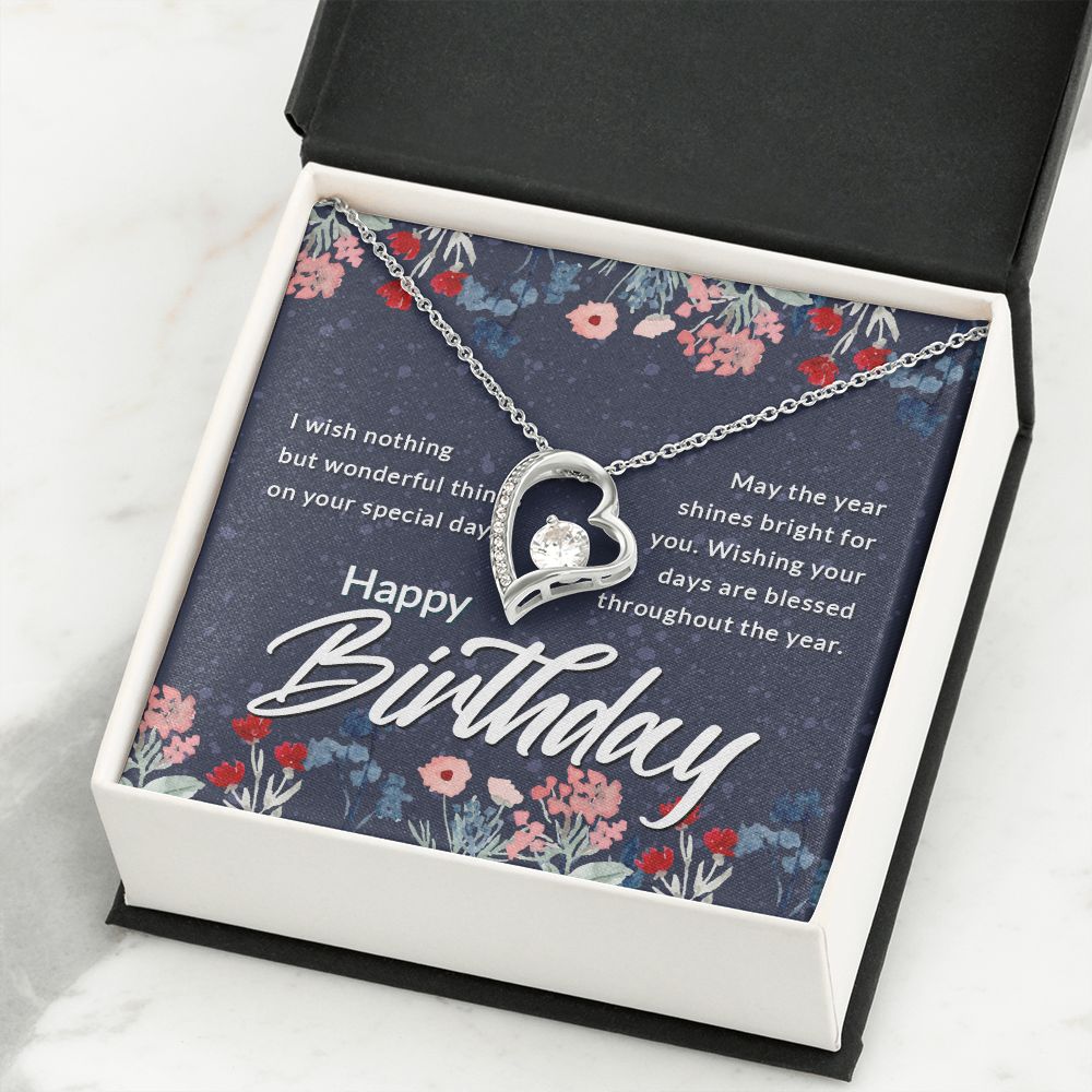 Happy Birthday Message Card Forever Necklace w Message Card-Express Your Love Gifts