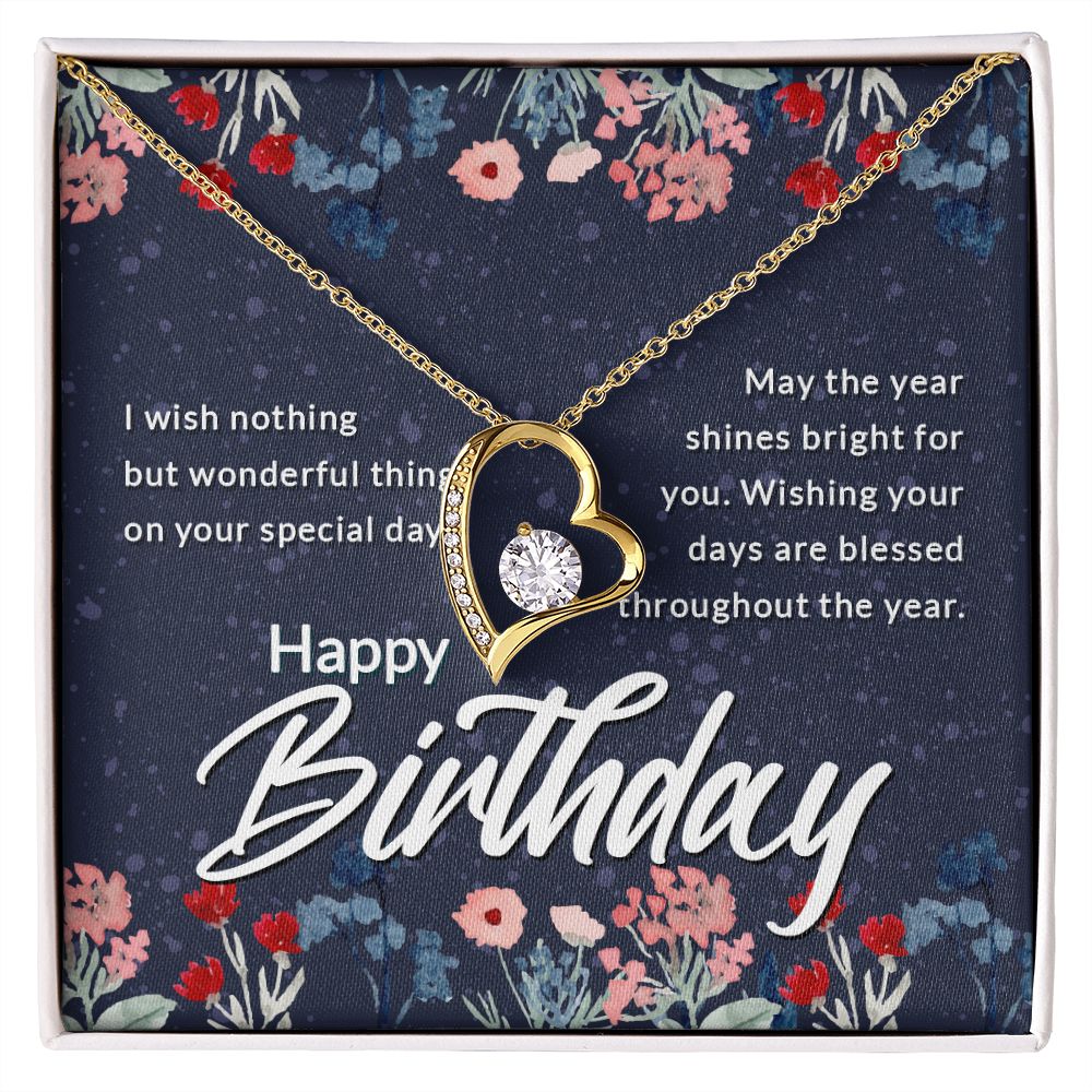 Happy Birthday Message Card Forever Necklace w Message Card-Express Your Love Gifts