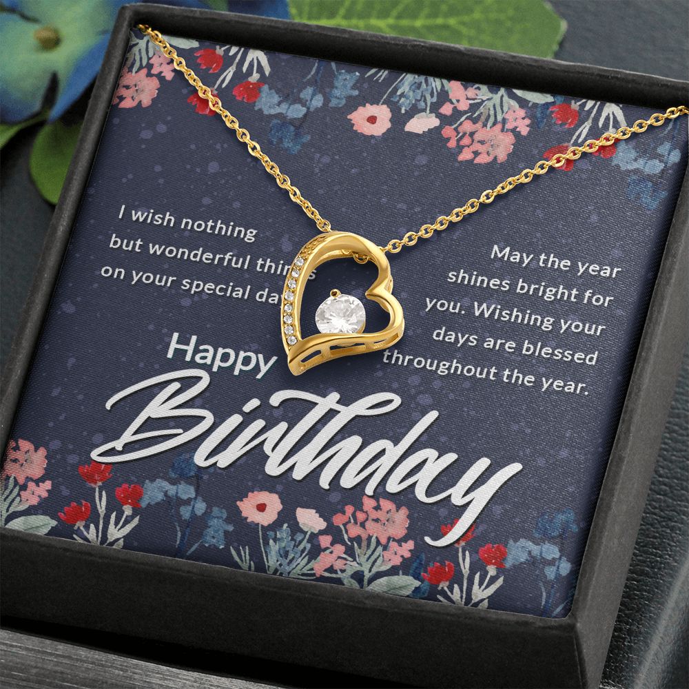 Happy Birthday Message Card Forever Necklace w Message Card-Express Your Love Gifts