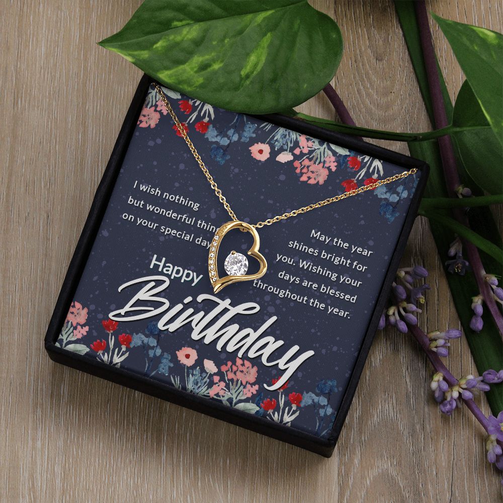 Happy Birthday Message Card Forever Necklace w Message Card-Express Your Love Gifts