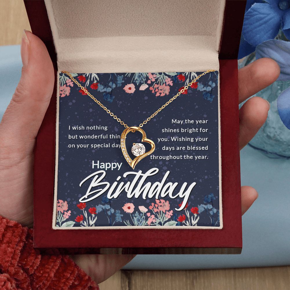 Happy Birthday Message Card Forever Necklace w Message Card-Express Your Love Gifts