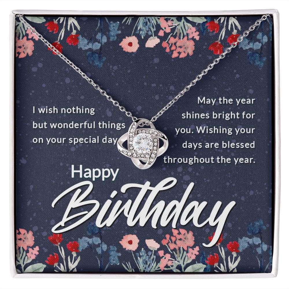 Happy Birthday Message Card Infinity Knot Necklace-Express Your Love Gifts