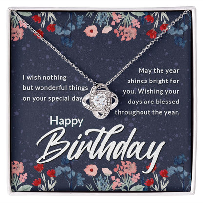 Happy Birthday Message Card Infinity Knot Necklace-Express Your Love Gifts