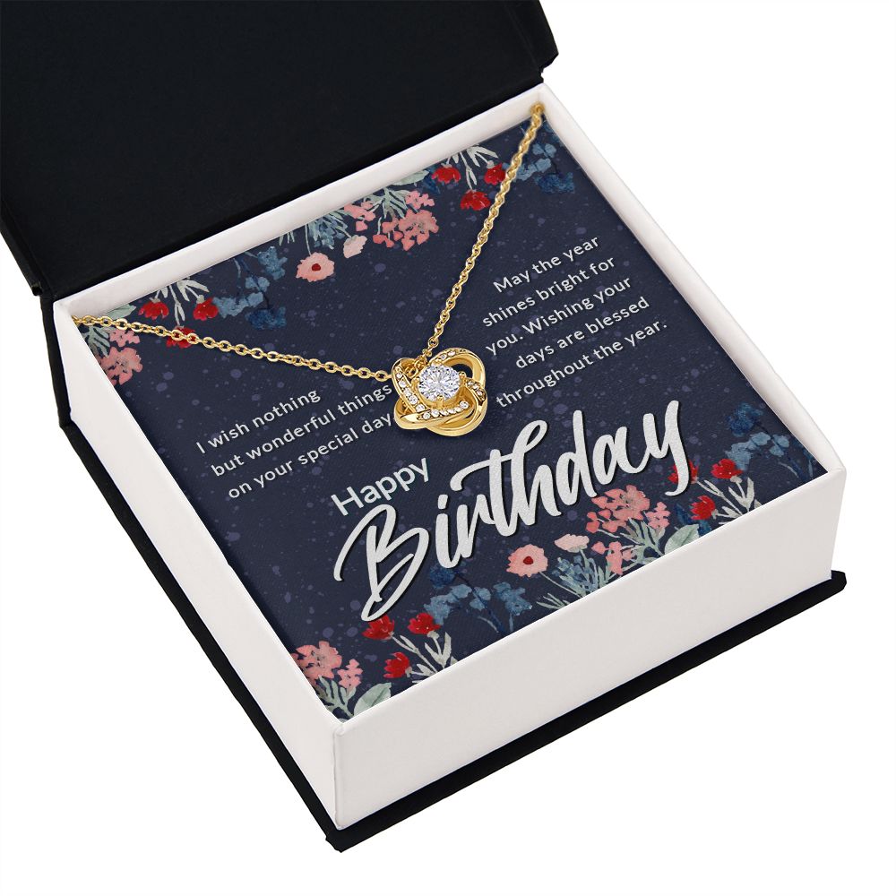 Happy Birthday Message Card Infinity Knot Necklace-Express Your Love Gifts