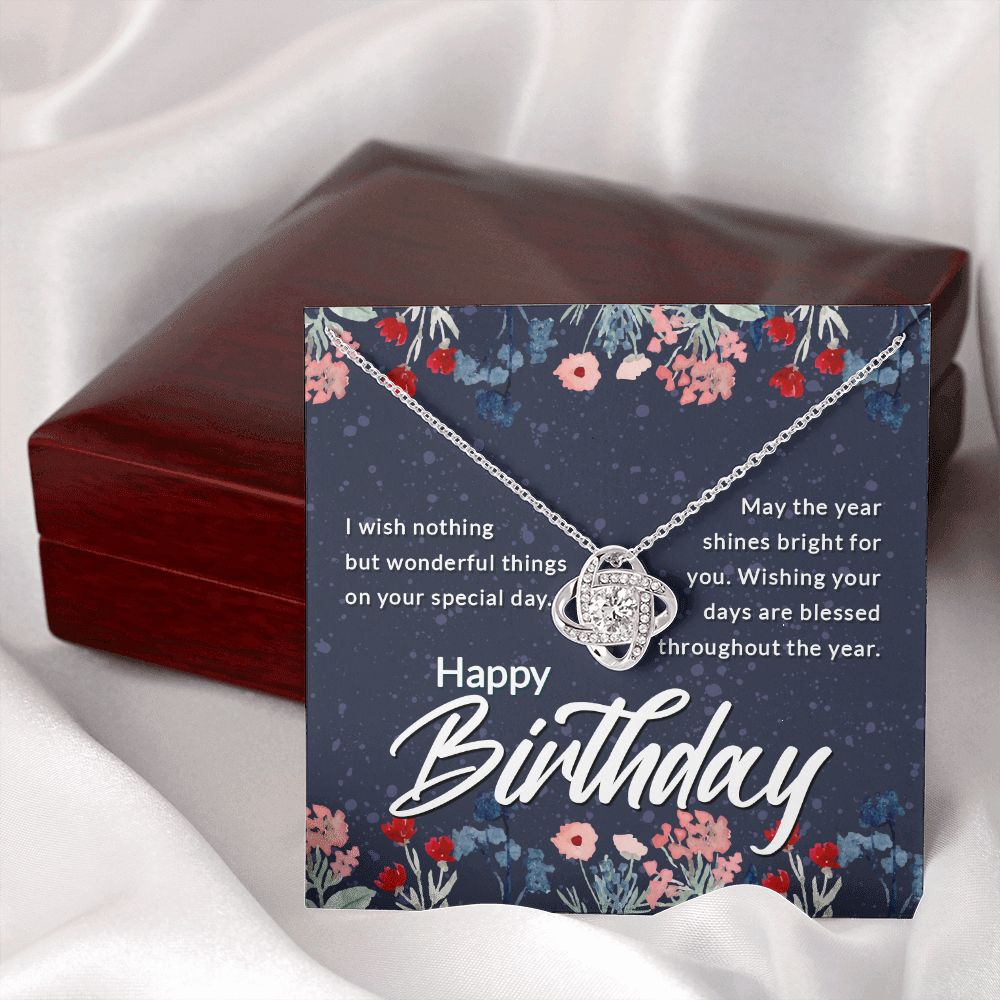 Happy Birthday Message Card Infinity Knot Necklace-Express Your Love Gifts