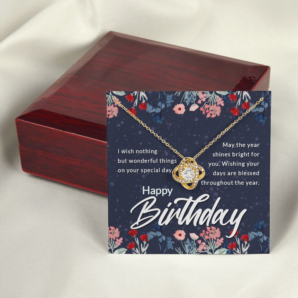 Happy Birthday Message Card Infinity Knot Necklace-Express Your Love Gifts