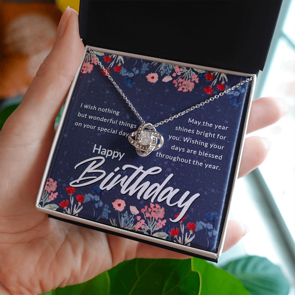 Happy Birthday Message Card Infinity Knot Necklace-Express Your Love Gifts
