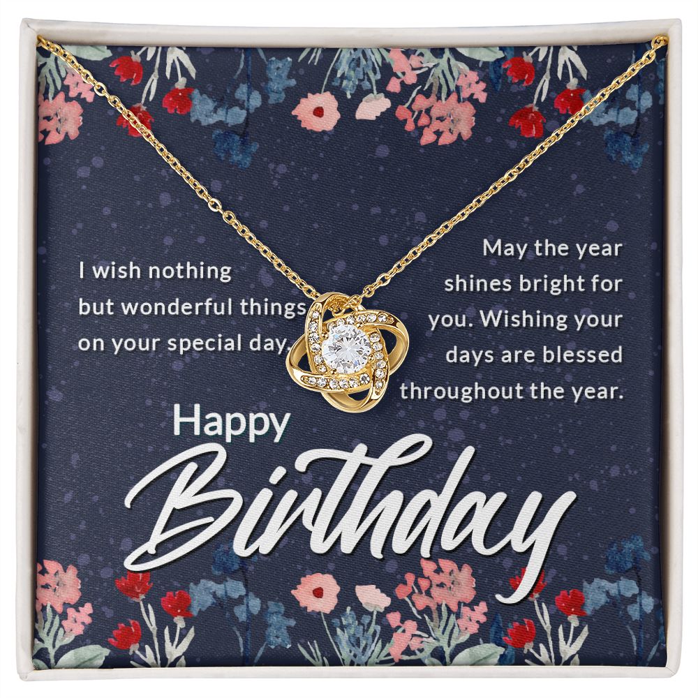 Happy Birthday Message Card Infinity Knot Necklace-Express Your Love Gifts