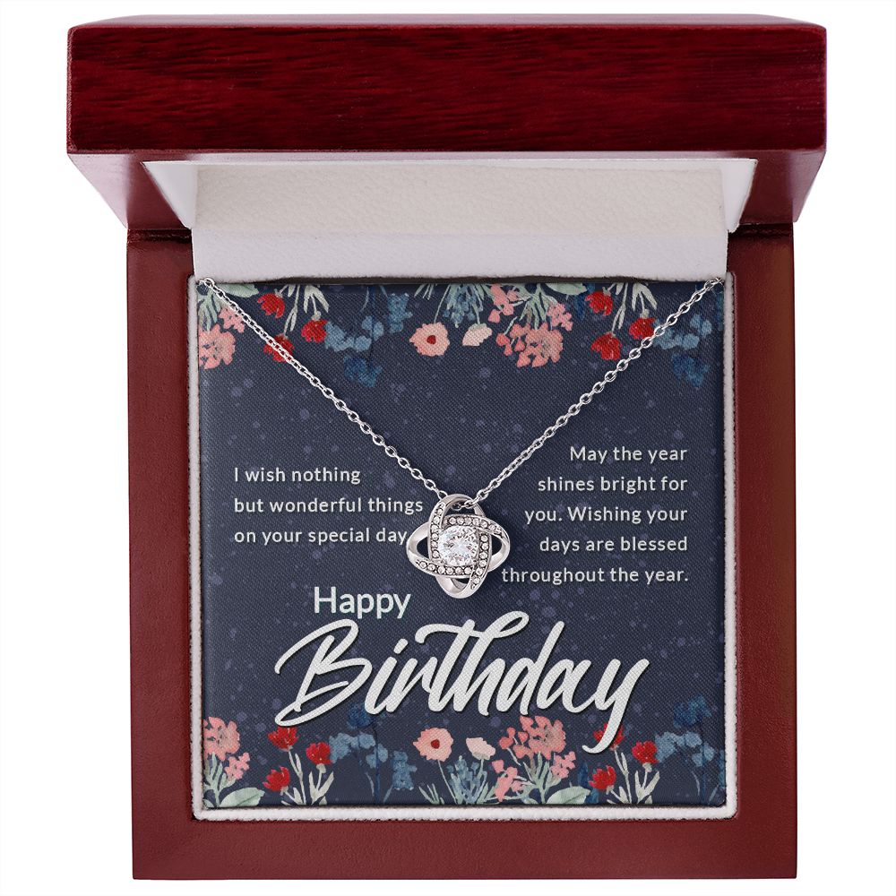 Happy Birthday Message Card Infinity Knot Necklace-Express Your Love Gifts