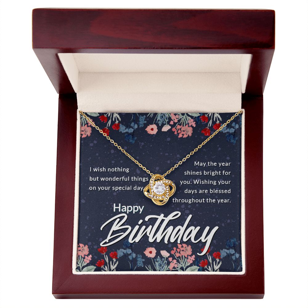 Happy Birthday Message Card Infinity Knot Necklace-Express Your Love Gifts