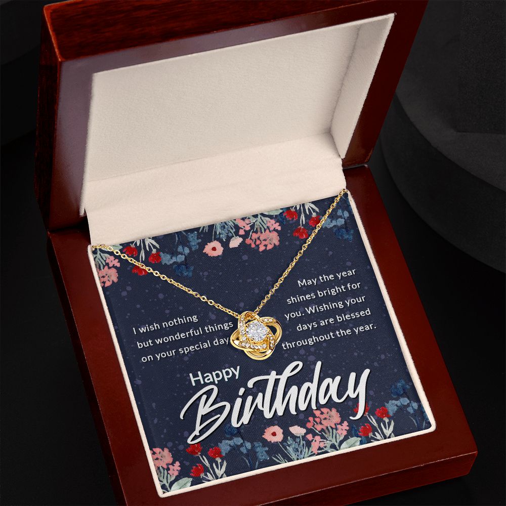Happy Birthday Message Card Infinity Knot Necklace-Express Your Love Gifts