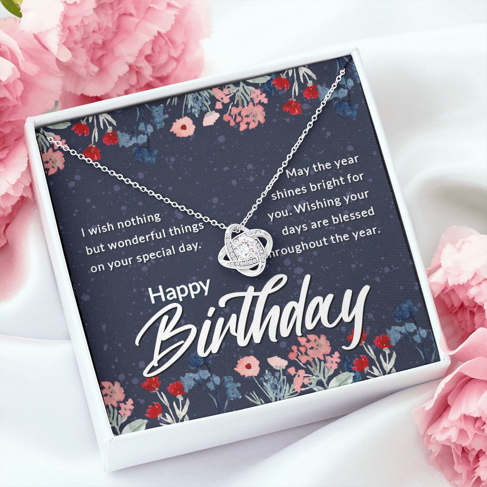 Happy Birthday Message Card Infinity Knot Necklace-Express Your Love Gifts