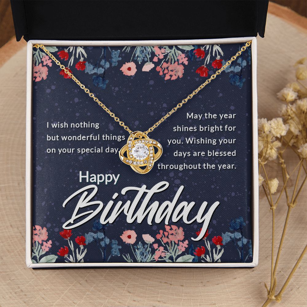 Happy Birthday Message Card Infinity Knot Necklace-Express Your Love Gifts