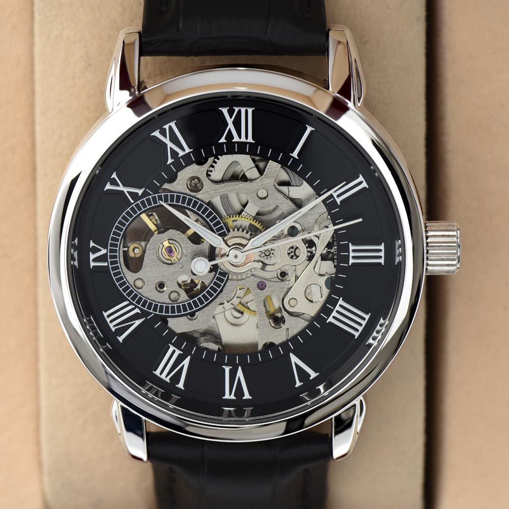 Happy Birthday to My Amazing Dad Men's Openwork Watch With Mahogany Box-Express Your Love Gifts