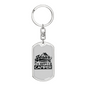 Happy Camper Black Keychain Stainless Steel or 18k Gold Dog Tag Keyring-Express Your Love Gifts