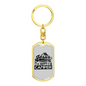Happy Camper Black Keychain Stainless Steel or 18k Gold Dog Tag Keyring-Express Your Love Gifts