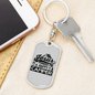 Happy Camper Black Keychain Stainless Steel or 18k Gold Dog Tag Keyring-Express Your Love Gifts