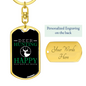 Happy Deer Hunter'S Keychain Gift Stainless Steel or 18k Gold Dog Tag Keyring-Express Your Love Gifts