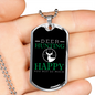 Happy Deer Hunting Necklace Stainless Steel or 18k Gold Dog Tag 24" Chain-Express Your Love Gifts