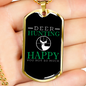 Happy Deer Hunting Necklace Stainless Steel or 18k Gold Dog Tag 24" Chain-Express Your Love Gifts
