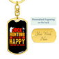 Happy Duck Hunter's Keychain Gift Stainless Steel or 18k Gold Dog Tag Keyring-Express Your Love Gifts