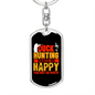 Happy Duck Hunter's Keychain Gift Stainless Steel or 18k Gold Dog Tag Keyring-Express Your Love Gifts