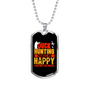 Happy Duck Hunting Necklace Stainless Steel or 18k Gold Dog Tag 24" Chain-Express Your Love Gifts