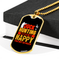 Happy Duck Hunting Necklace Stainless Steel or 18k Gold Dog Tag 24" Chain-Express Your Love Gifts
