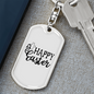 Happy Easter Keychain Stainless Steel or 18k Gold Dog Tag Keyring-Express Your Love Gifts