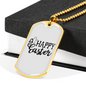 Happy Easter Necklace Stainless Steel or 18k Gold Dog Tag 24" Chain-Express Your Love Gifts