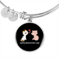 Happy Meowentine's Day Cat Bracelet Stainless Steel or 18k Gold Circle Bangle-Express Your Love Gifts