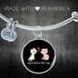 Happy Meowentine's Day Cat Bracelet Stainless Steel or 18k Gold Circle Bangle-Express Your Love Gifts