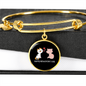 Happy Meowentine's Day Cat Bracelet Stainless Steel or 18k Gold Circle Bangle-Express Your Love Gifts