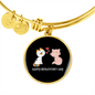Happy Meowentine's Day Cat Bracelet Stainless Steel or 18k Gold Circle Bangle-Express Your Love Gifts